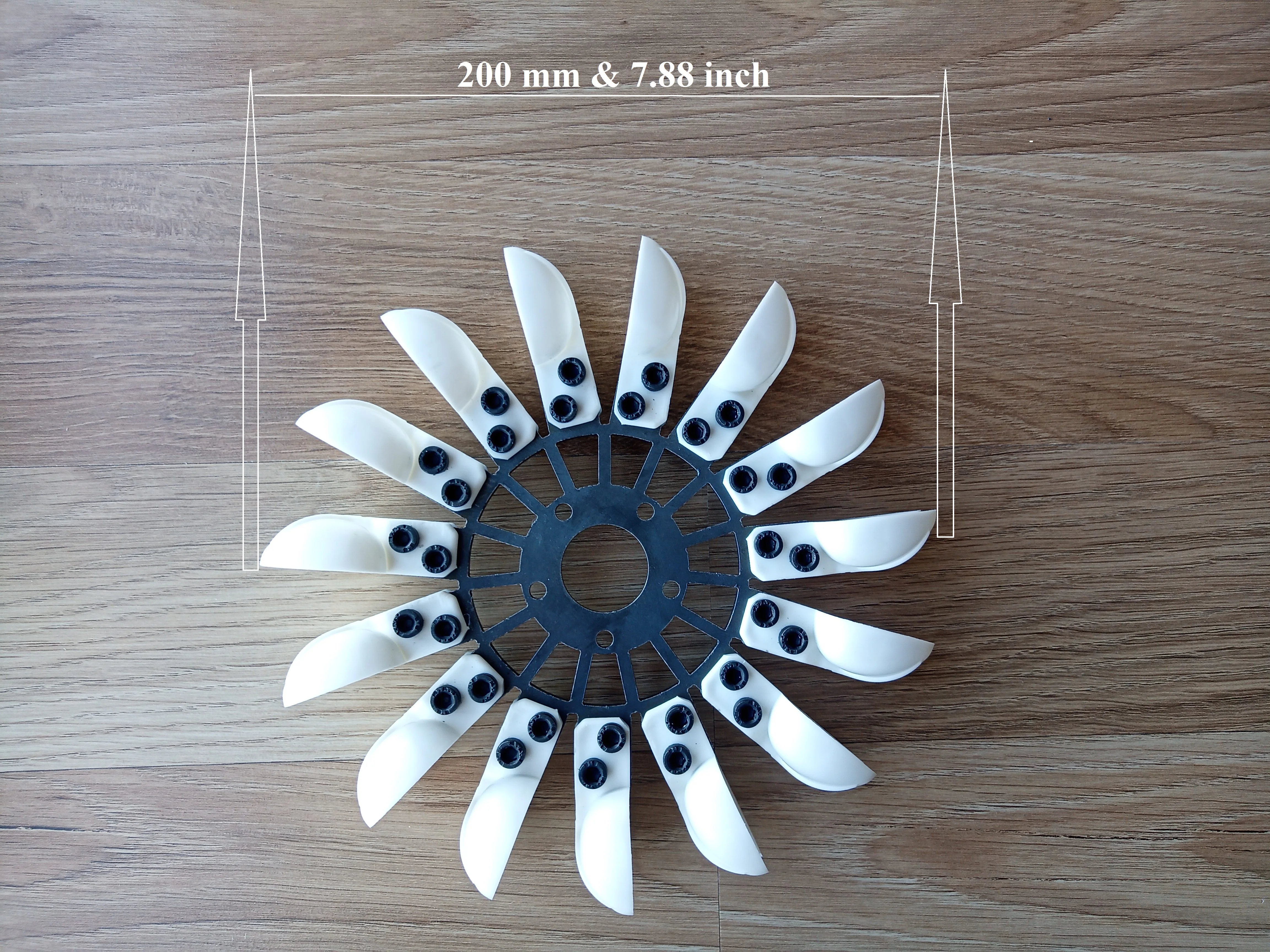 

Pelton Water Turbine Wheel With 15 Plastic Spoon, External Diameter = 200 mm & 7.88 inch