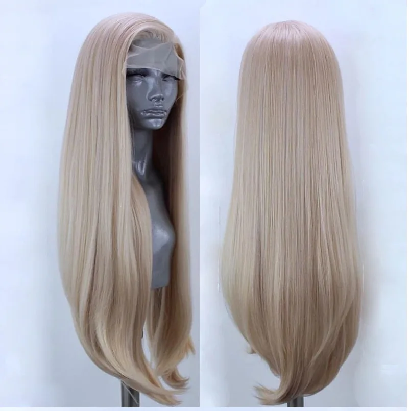 

Long Straight Blonde Synthetic Lace Front Wigs for Women Resistant Fiber Hair Glueless Lace Wigs