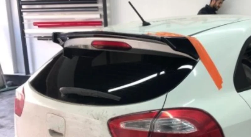 For Kia Rio 2012-2016 Spoiler Fiber Fiberglass Material Rear Roof Spoiler Wing Trunk Lip Car Styling Fully Compatible