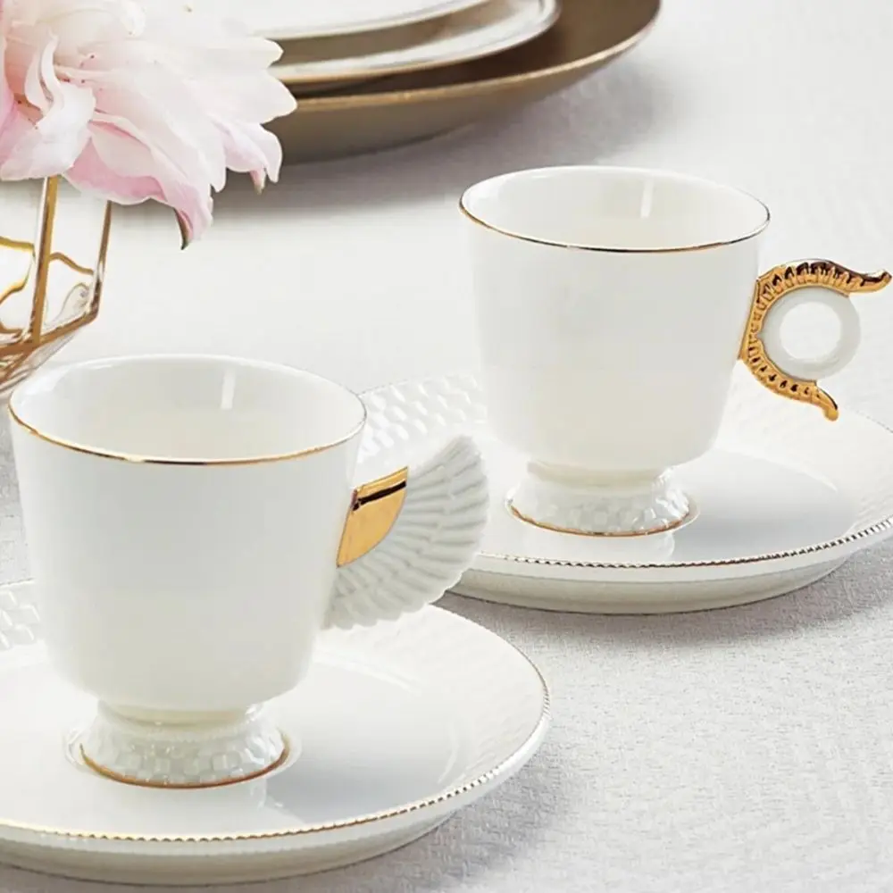 

Luxury Set of 2 Coffee Cups Kitchenware Coffee Accessories Tea and Coffee Set Lux Cup and Saucer Espresso New Home Gift