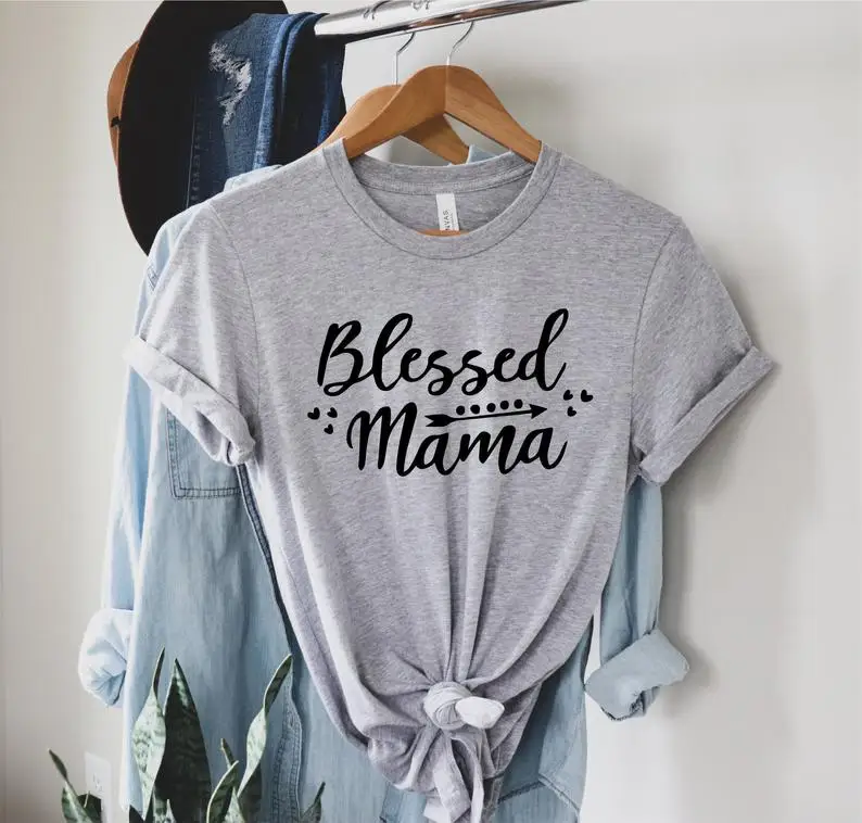 Sugarbaby New Arrival Blessed Mama Cotton T shirt Short Sleeve Fashion Summer t shirt Thankful Mom Life Shirt Women Top