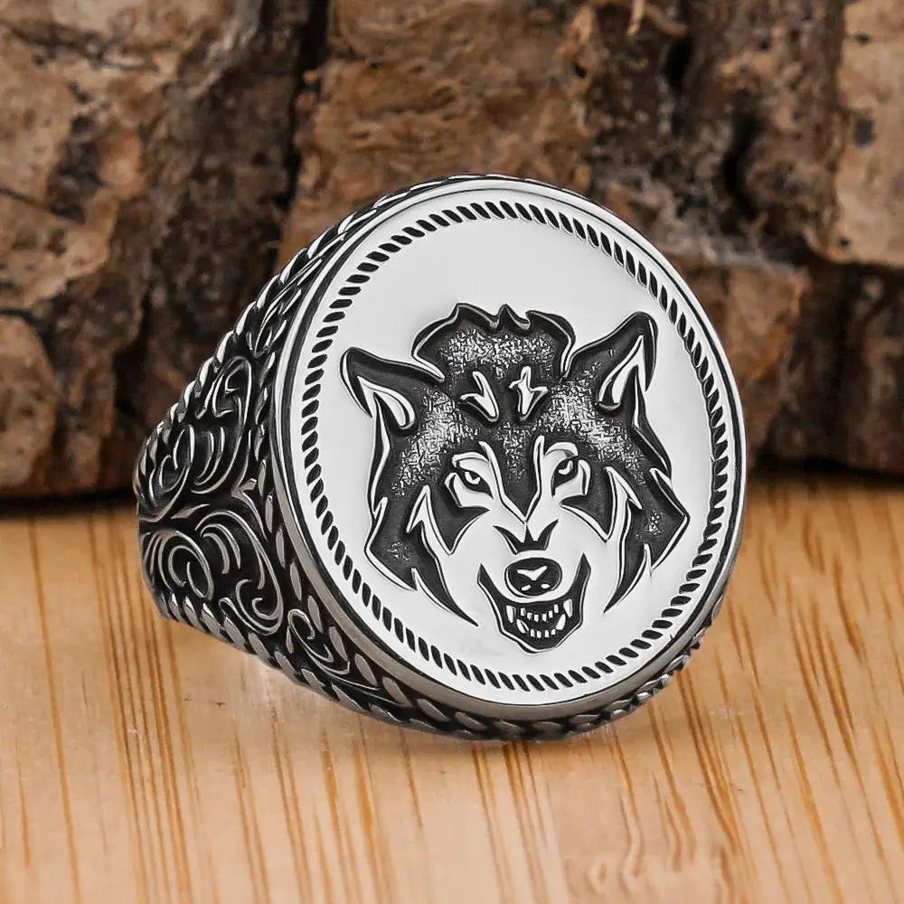 

3D Wolf Figure Solid 925 Sterling Silver Men's Ring Handmade High Quality Wolf Animal Engraved Vintage Jewelry Gift For Him