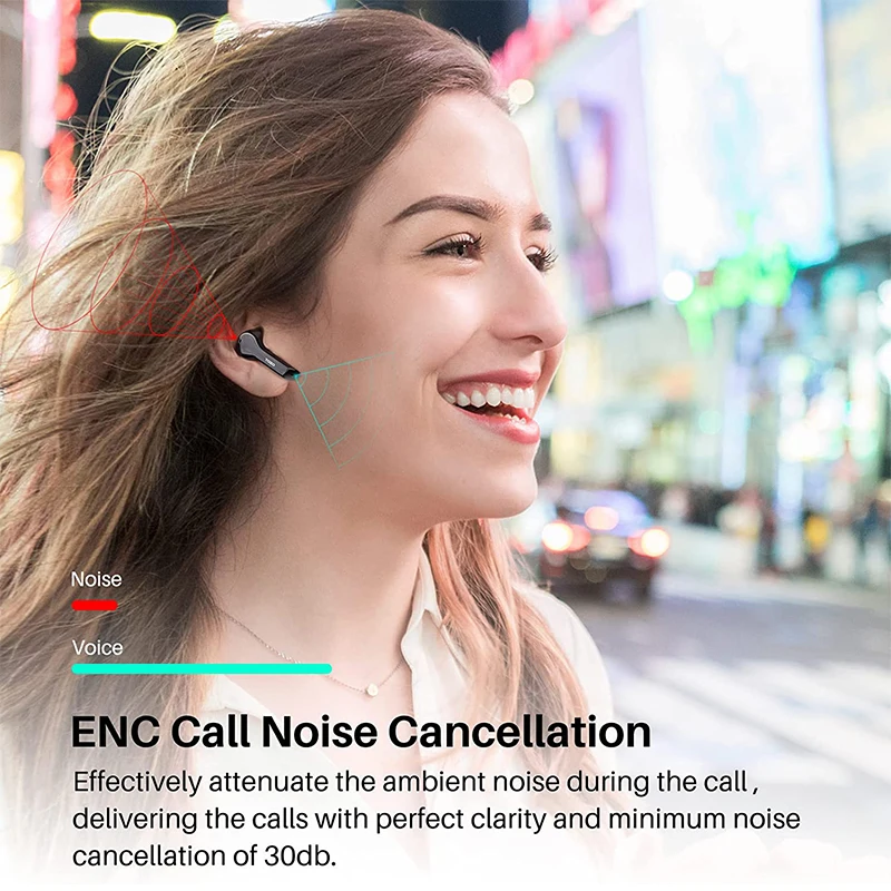 Słuchawki Bluetooth TOZO T9, bezprzewodowe słuchawki douszne z 4 mikrofonami z redukcją szumów, krystalicznie czyste połączenia IPX7 wodoodporne, szybkie ładowanie