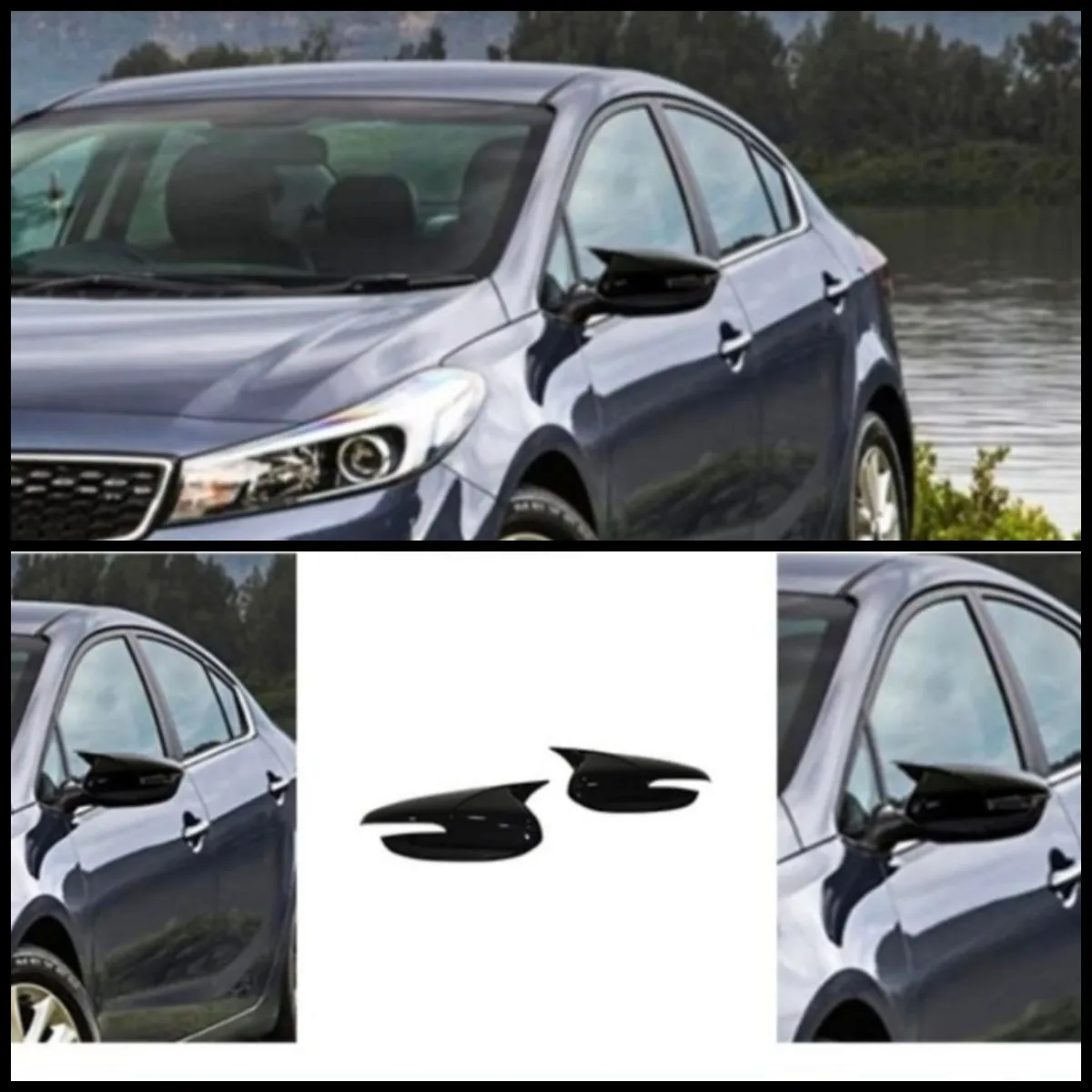 

2 Pieces High Quality ABS Plastic Bat Style Mirror Covers Caps RearView Mirror Case Cover Piano Black For Kia Cerato 2016-2019