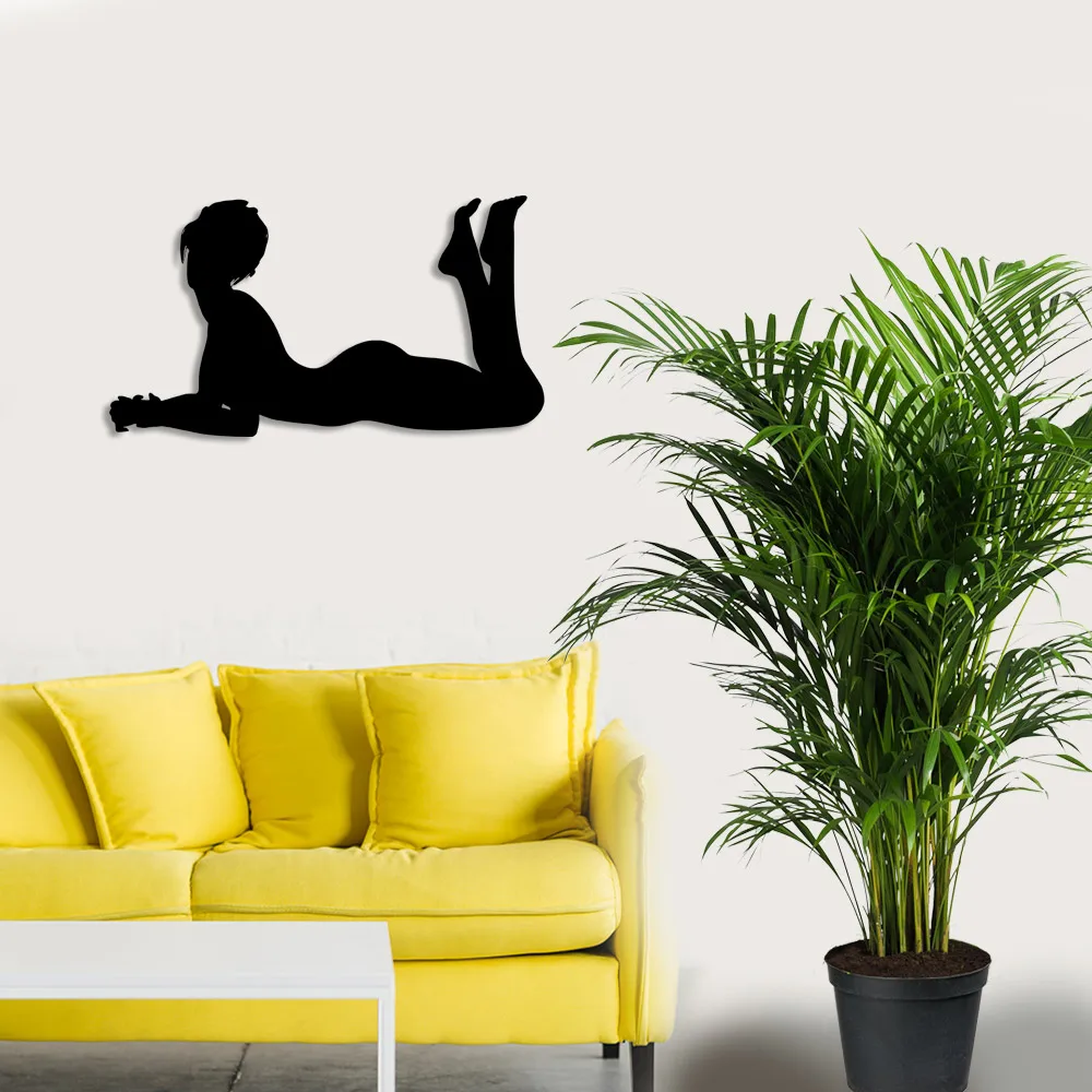 Sexy Woman Lying on the Floor Wall Room Accessory Wooden Table 50x27cm