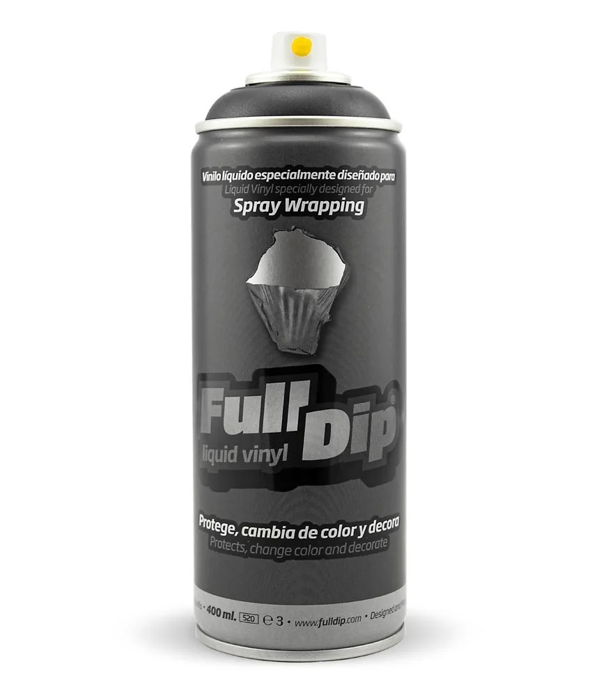 FULL DIP VINILO LIQUIDO MATE SPRAY 400ML,FACIL RETIRADA, TUNNING, RESISTENTE FLEXIBLE, NO CUARTEA PARA LLANTAS Y PEQUEÑAS PIEZAS, FACIL APLICACION, RESISTE UV, IMPERMEABLE,