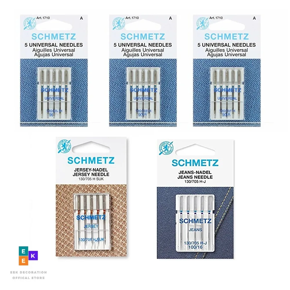 25Pcs Schmetz Household Sewing Machine Needles Universal Jersey Jeans Assorted Sizes for Singer Brother Janome and All Brands