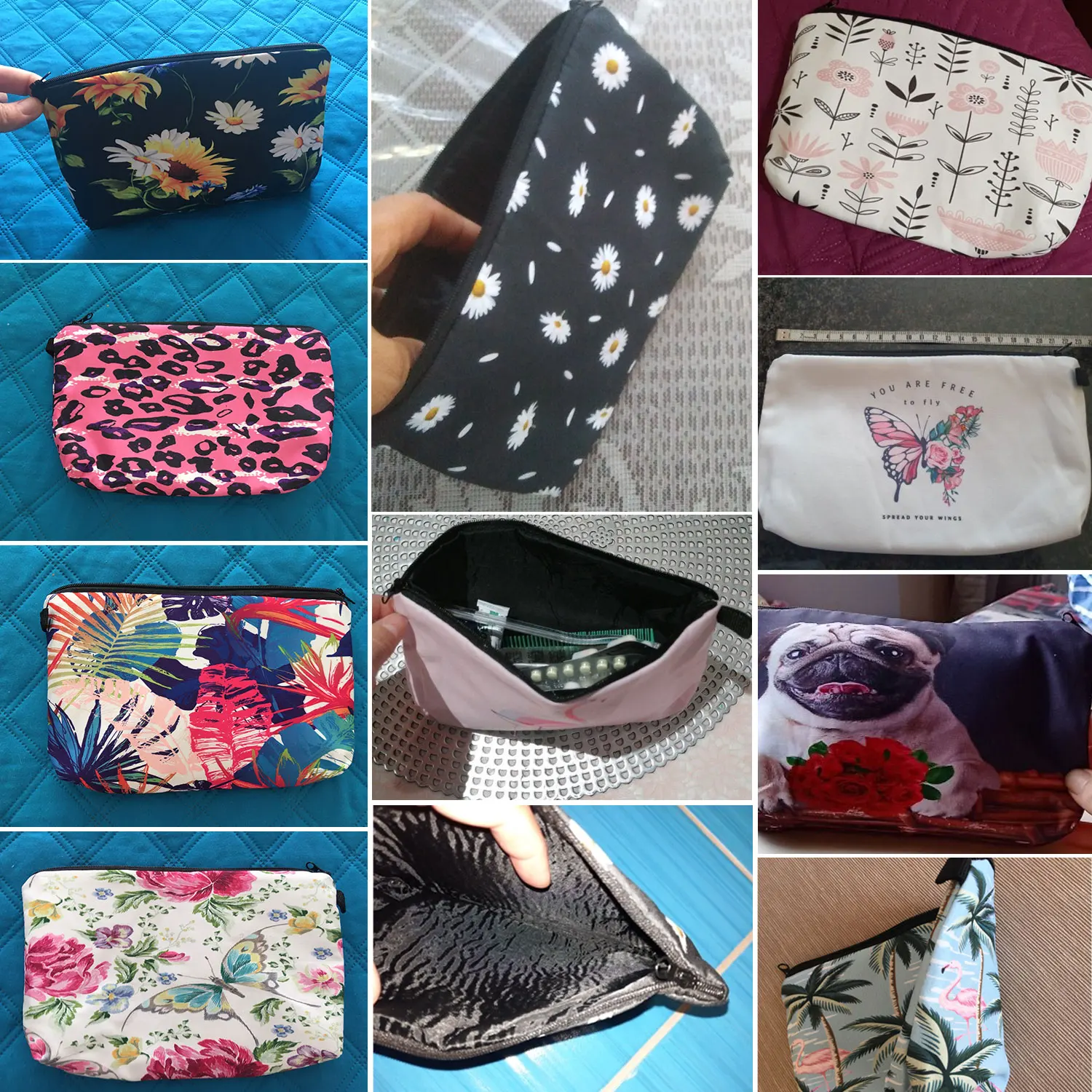 Cute Dog Animal Printed Fashion Cosmetic Bags Beach Travel Portable Makeup Bag School Pencil Cases Female Toiletries Organizer