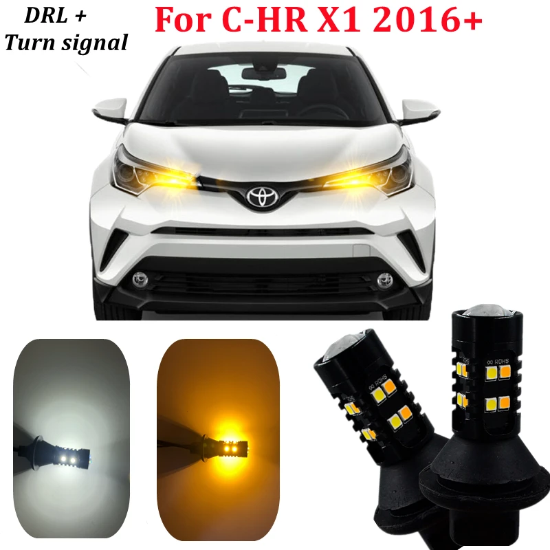 

Для Toyota C-HR CHR X1 2016 + Action led DRL дневные ходовые светильник и Передние Сигналы поворота все в одном 1156 PY21W BAU15S