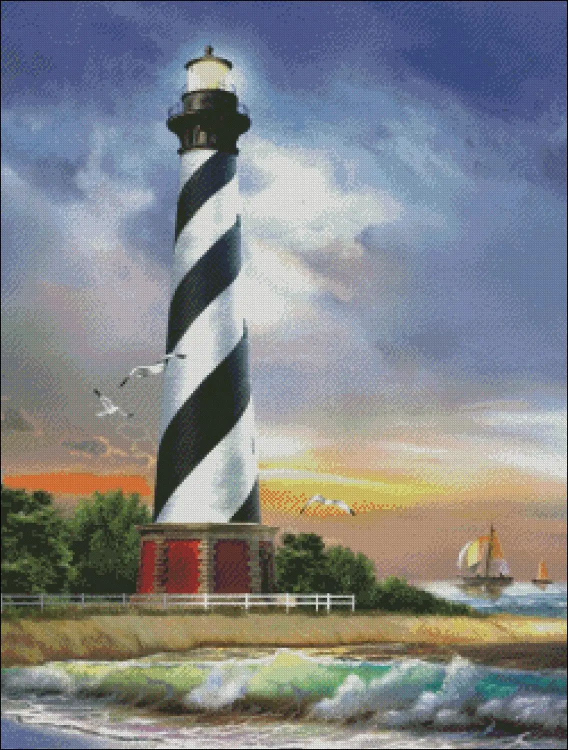 Cape Hatteras Lighthouse - Counted Cross Stitch Kits - DIY Handmade Needlework for Embroidery 14 ct Cross Stitch Sets Xstitch