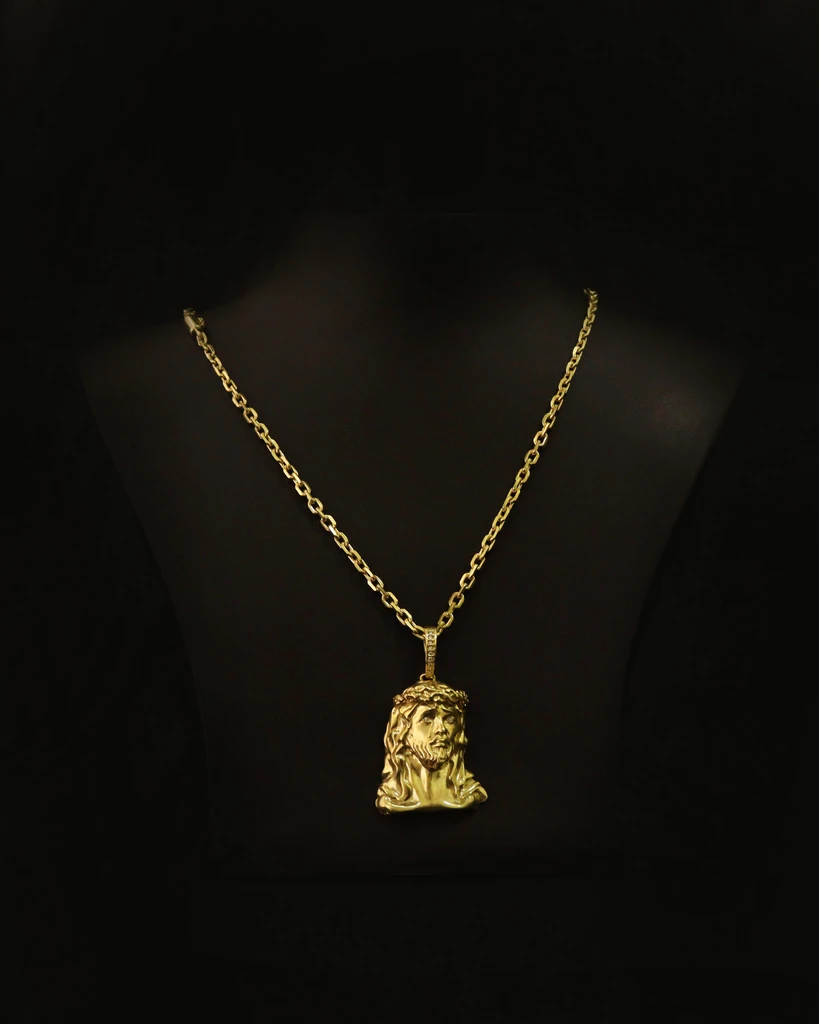 Chain Set Padlock + Antique Coin Craven Christ Pendant (Nordic Gold) Eternal Guarantee in color!