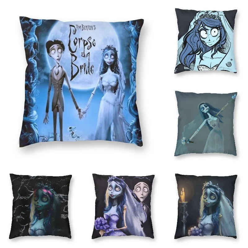 Tim Burton Corpse Bride Cushion Cover Sofa Cover Decoration Halloween Horror Scary Movie Square Pillow Cover Home Decoration