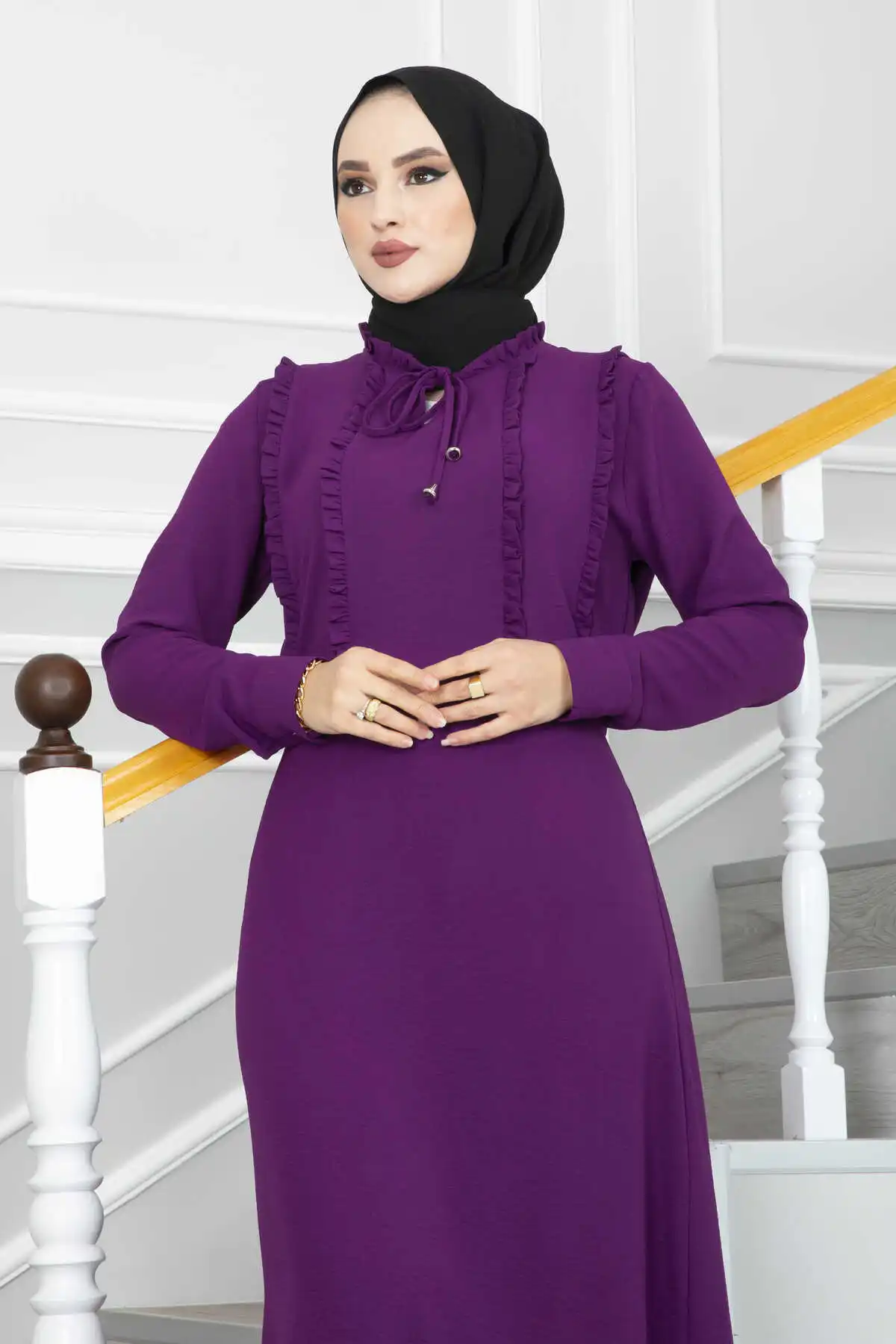 

Women Frilly Aerobin Veiling Dress Ramadan Eid Prayer Clothes Abayas Muslim Long Khimar Hijab Scarf Dubai Turkey Jilbab Loose