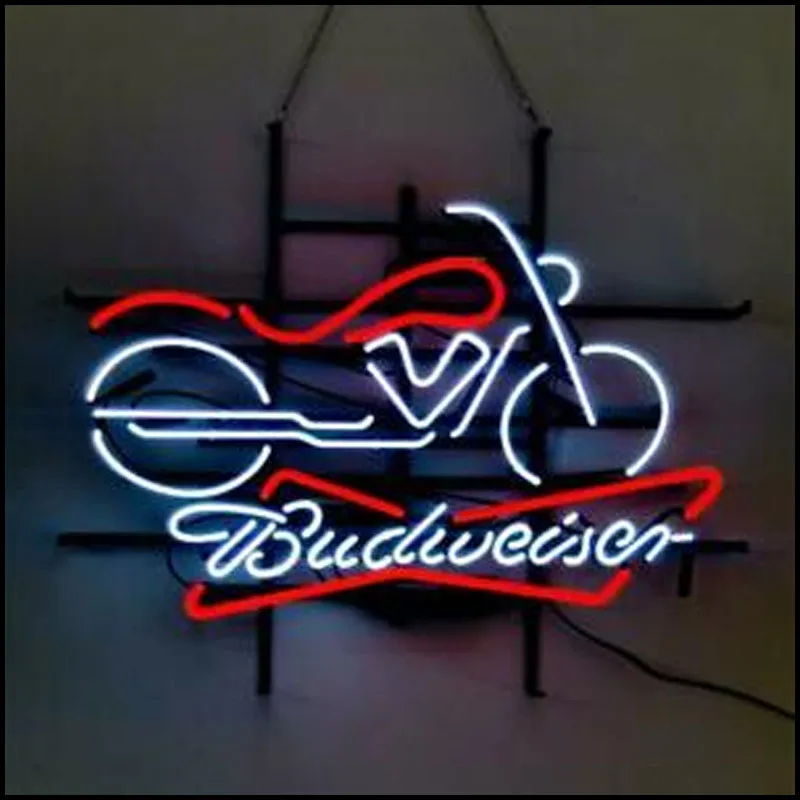 Budweise Motor Neon Sign Neon Bulbs Sign Glass Tube Handcraft neon Light Signs Advertise Art Vintage lamp Aesthetic Room Decor