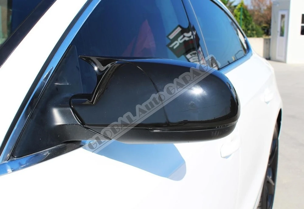 Bat Mirror Cover For Audi A5 2009 2010 2011 2012 2013 2014 2015 Piano Black 2 PCS Wing Car Antenna Auto Universal Roof Rack