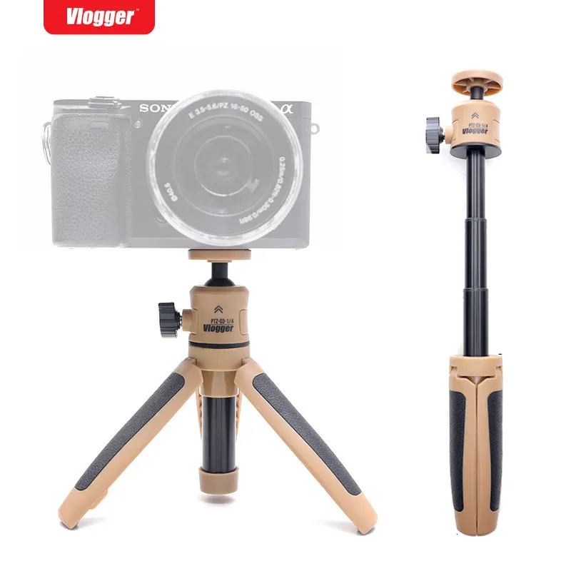 Vloger-ミニポータブル伸縮式三脚,自撮り棒,ボールヘッド付き,アクションカメラ用電話