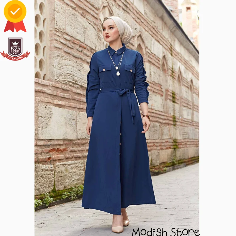 Shirt Collar Robe |New Season| Long Dress For Women Turkish Veiled Clothes Evening Dresses Kaftan Ramadan Muslim Fashion Islamic