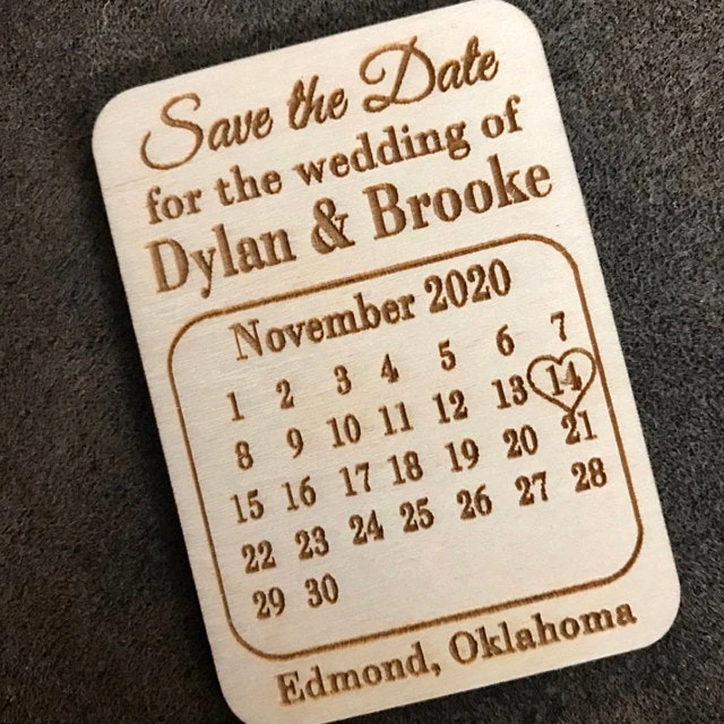 

Wedding Favors, Engraved Calendar Wedding Gifts for Guests Wedding Souvenirs Decoration，Customized Save the Date Wood Magnets