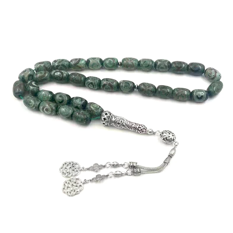 Green Eyes Agates stone Tasbih natural agates stone Men prayer beads rosary Muslim 33 prayer beads Misbaha