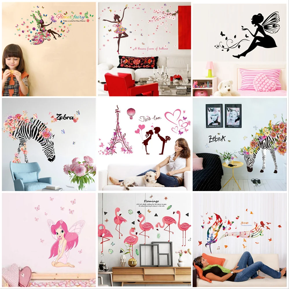 60x90cm Posters on the Wall Self-adhesive Vinyl Wallpaper Zebra Flamingo Stickers for Girls Room Decoration DIY Home Accessories