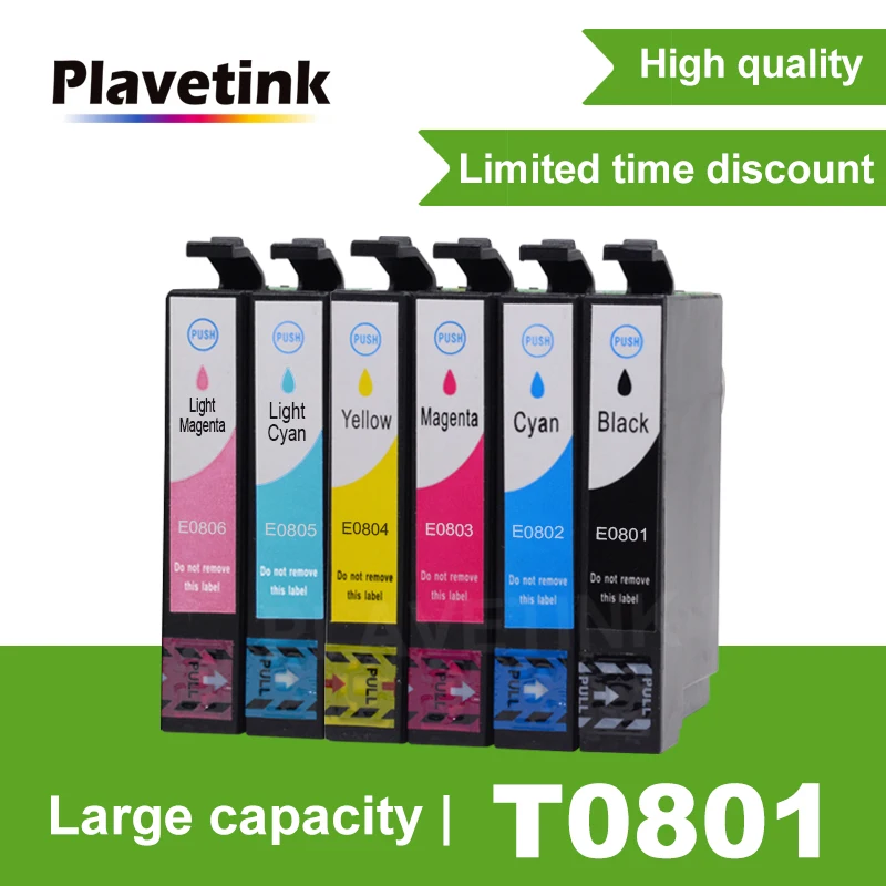 Plavetink 6 Color T0801 Printer Ink Cartridge Compatible For Epson T0802 Stylus Photo P50 T59 R265 270 285 290 360 RX560 585