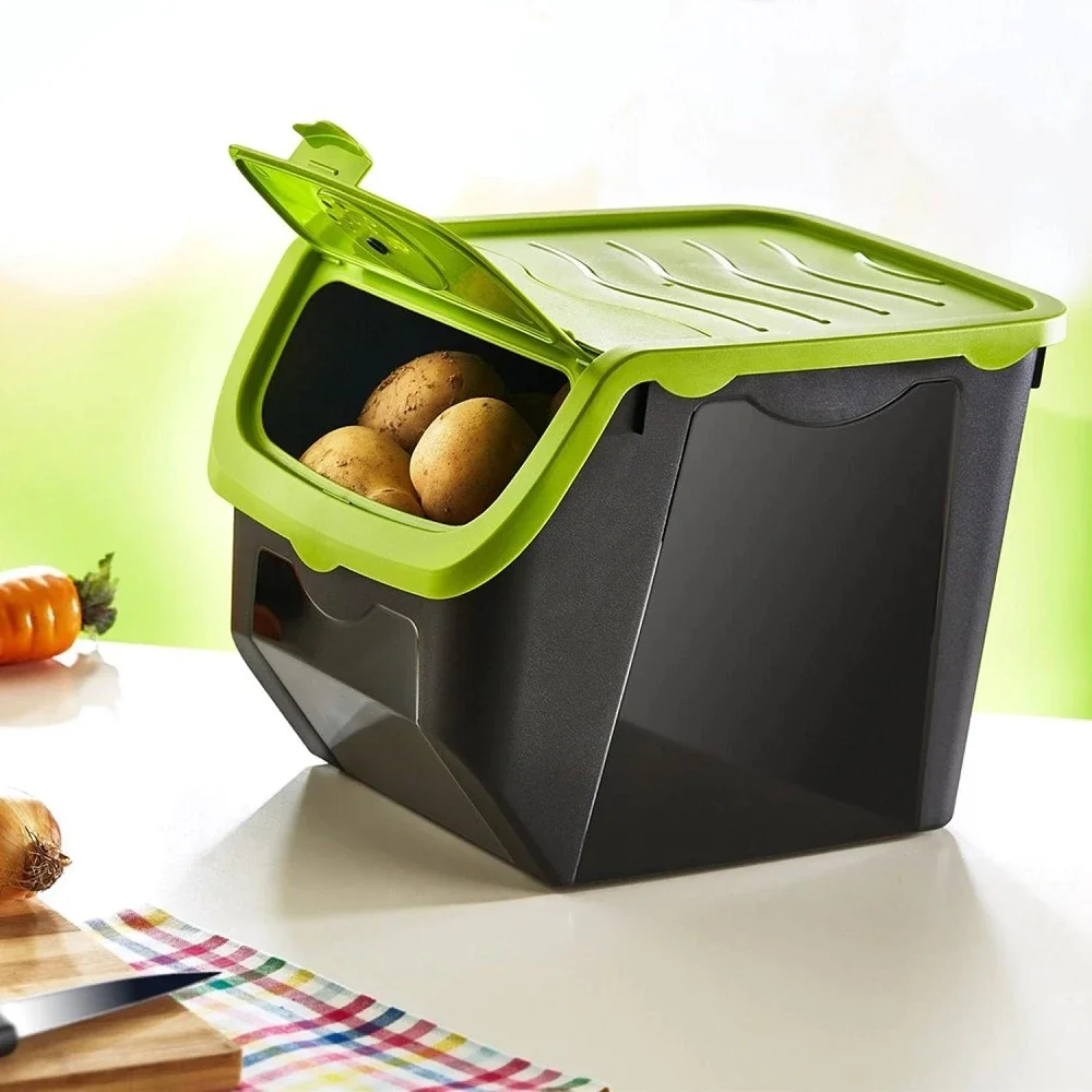 

Potato Onion Garlic Storage Box Food Container Kitchen Organizer BPA Free Plastic Vegetable Keep Fresh Vented Cover 12 L