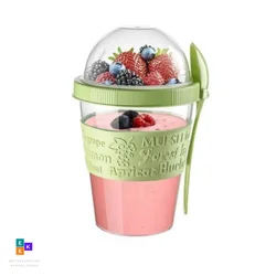 Take N Go Cup Breakfast Portable Different Color Yogurt Cereal Fruit Salad Muesli Picnic Bottle Gift Diet Food Container Spoon