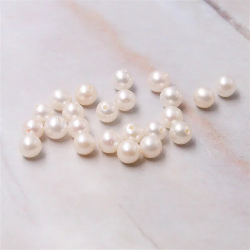 2pcs Natural Fresh Water Pearl Round Half Drilled Beads Semi Hole AAA Grade 5-5.5mm For Making Jewelry DIY Earring Craft Pendant