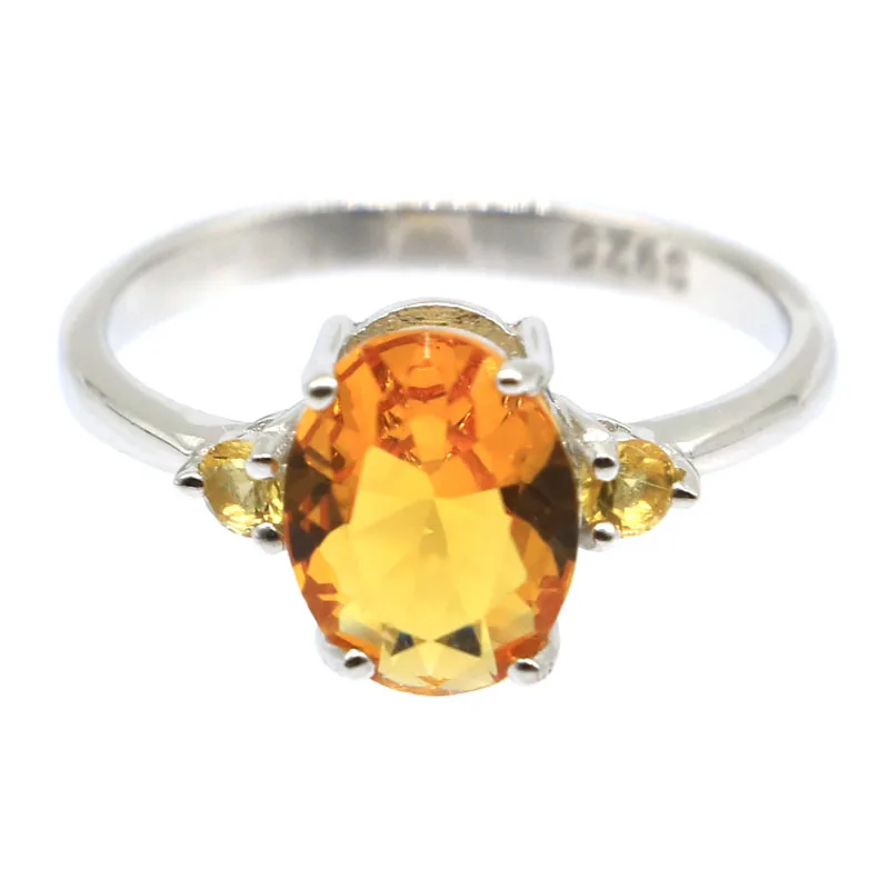 Buy 2 Get 1 Free 13x9mm Jazaz Lovely Cute 1.9g  Golden Citrine Pink Tourmaline Briday Gift Real 925 Solid Sterling Silver Rings