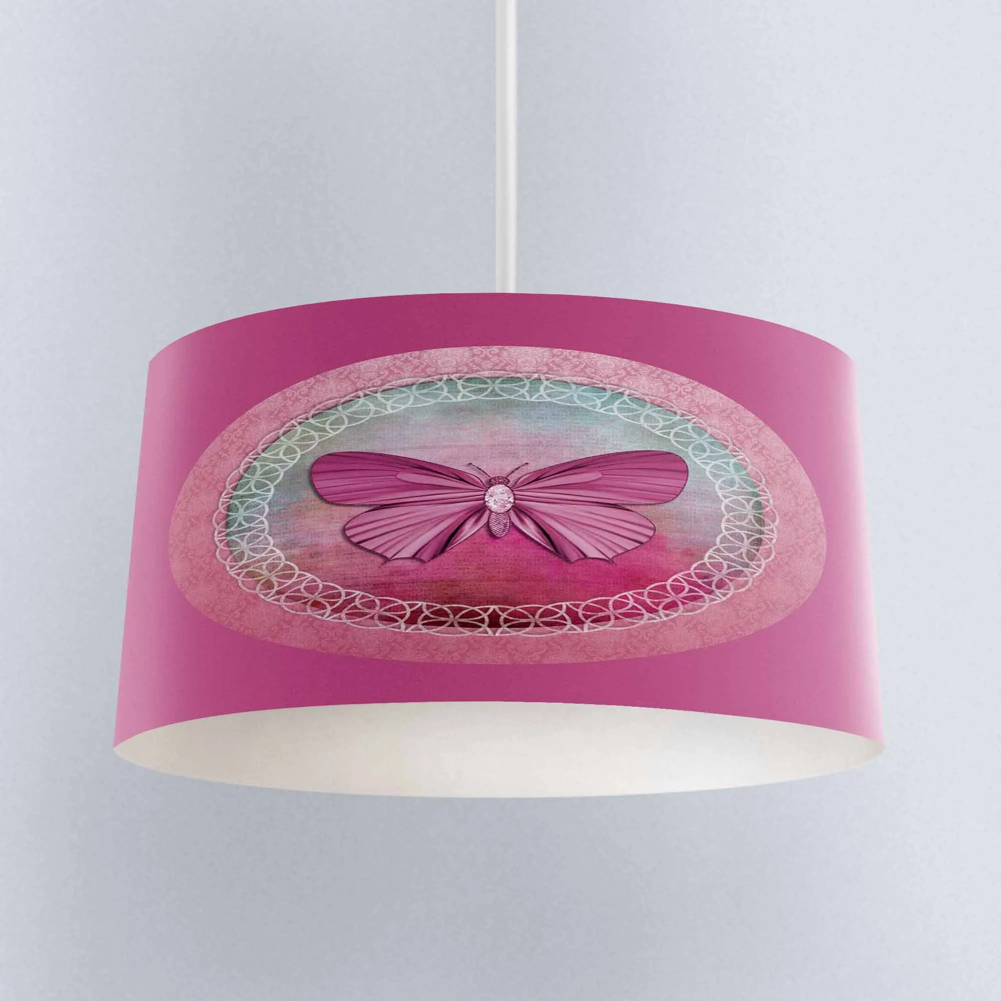 

Else Pink Bow Digital Printed Fabric Chandelier Lamp Drum Lampshade Floor Ceiling Pendant Light Shade