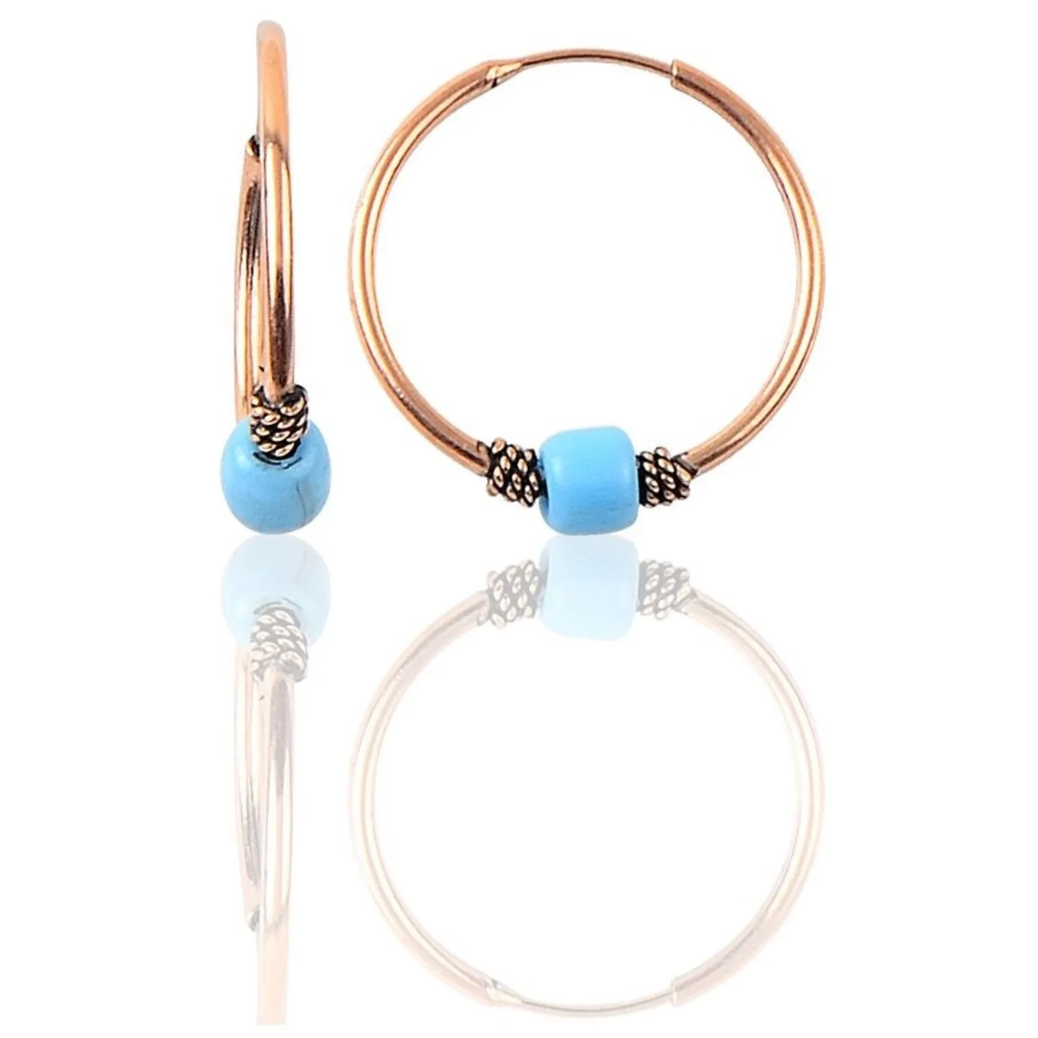 Willow Sterling Silver 17 mm Turquoise Stone Hoop Earrings Modern Look Jewelry For Women Colour