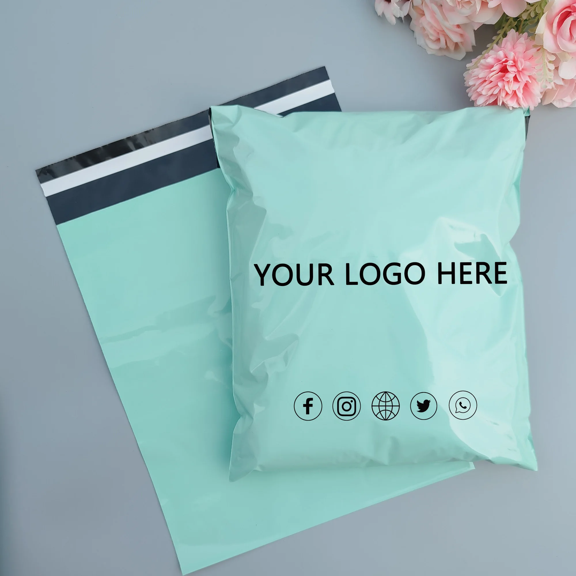 Custom Brand Logo Courier Bags Rose Pink Plastic Poly Storage Bag Envelope Mailing Bags Self Adhesive Seal Plastic Pouch Bags