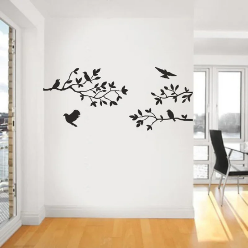 Home Decor Wall Sticker Branches And Birds Vinly Murals Home Office Entrance Kid Room Bedroom Etc. Ornament Wallpaper Art  Gift