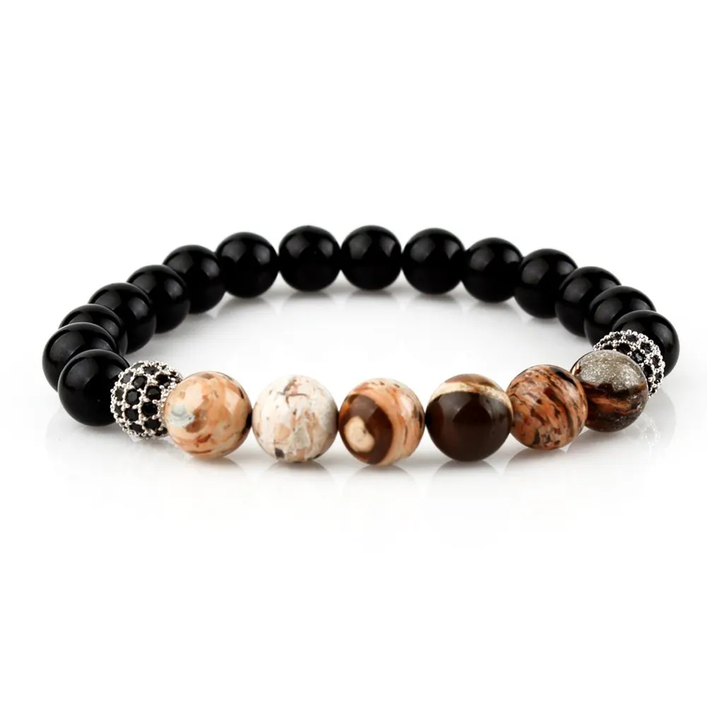 

Men's onyx and Jasper stone bracelet custom design handmade bracelet Made in Turkey