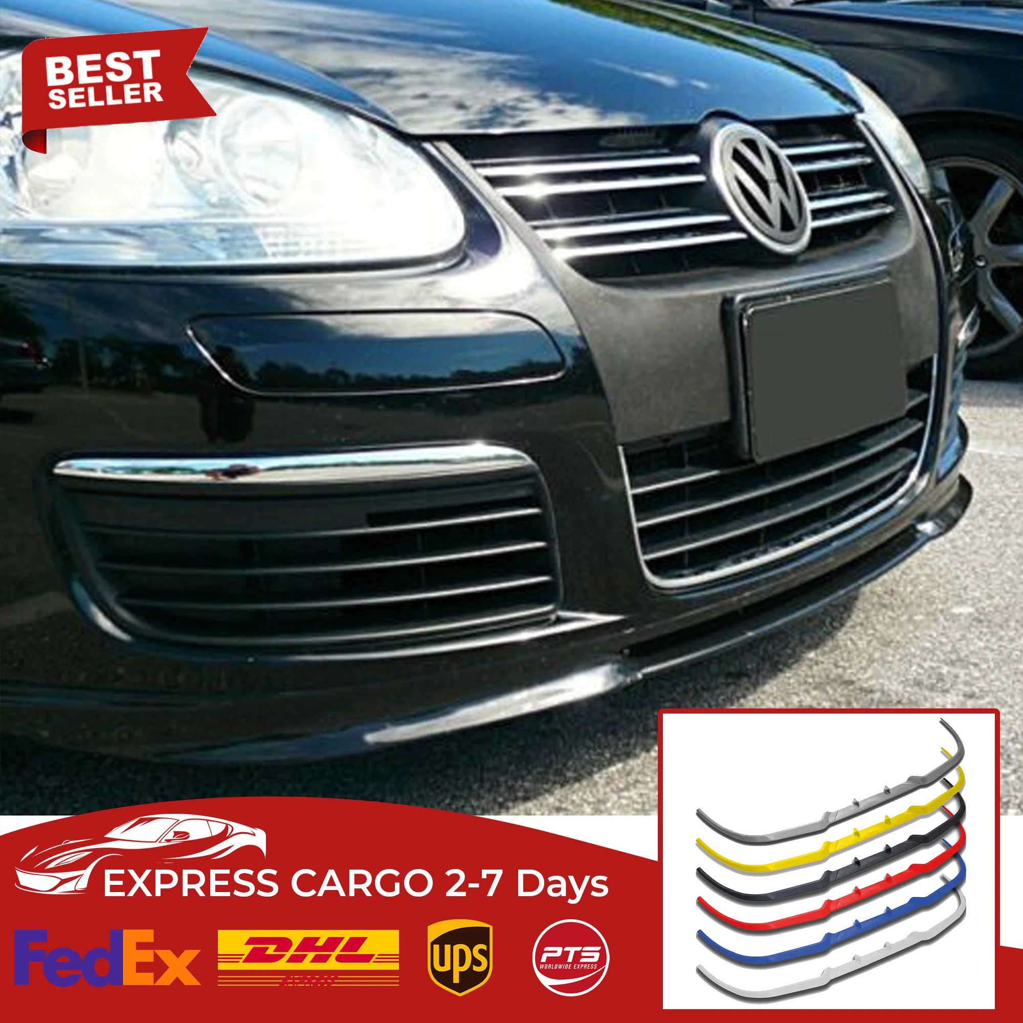 For VW Volkswagen Golf GTI R32 Jetta MK5 CUPRA R FRONT SPOILER BUMPER LIP Euro Spoiler Lip Universal 3 pcs Body Kit