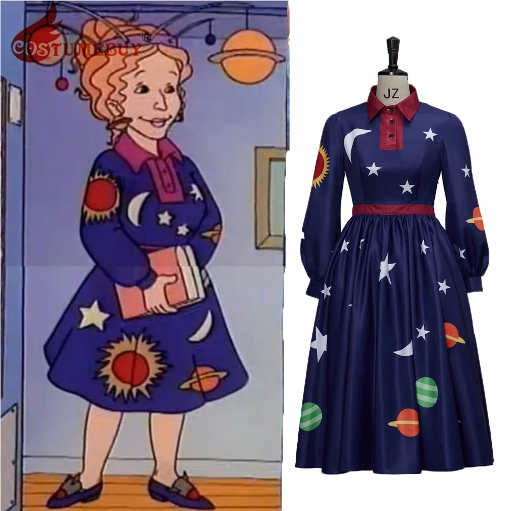 The Magic School Bus Miss Frizzle Costume Teacher Planets Solar System Space Galaxy Ms Frizzle Dress Cartoon Halloween for Women