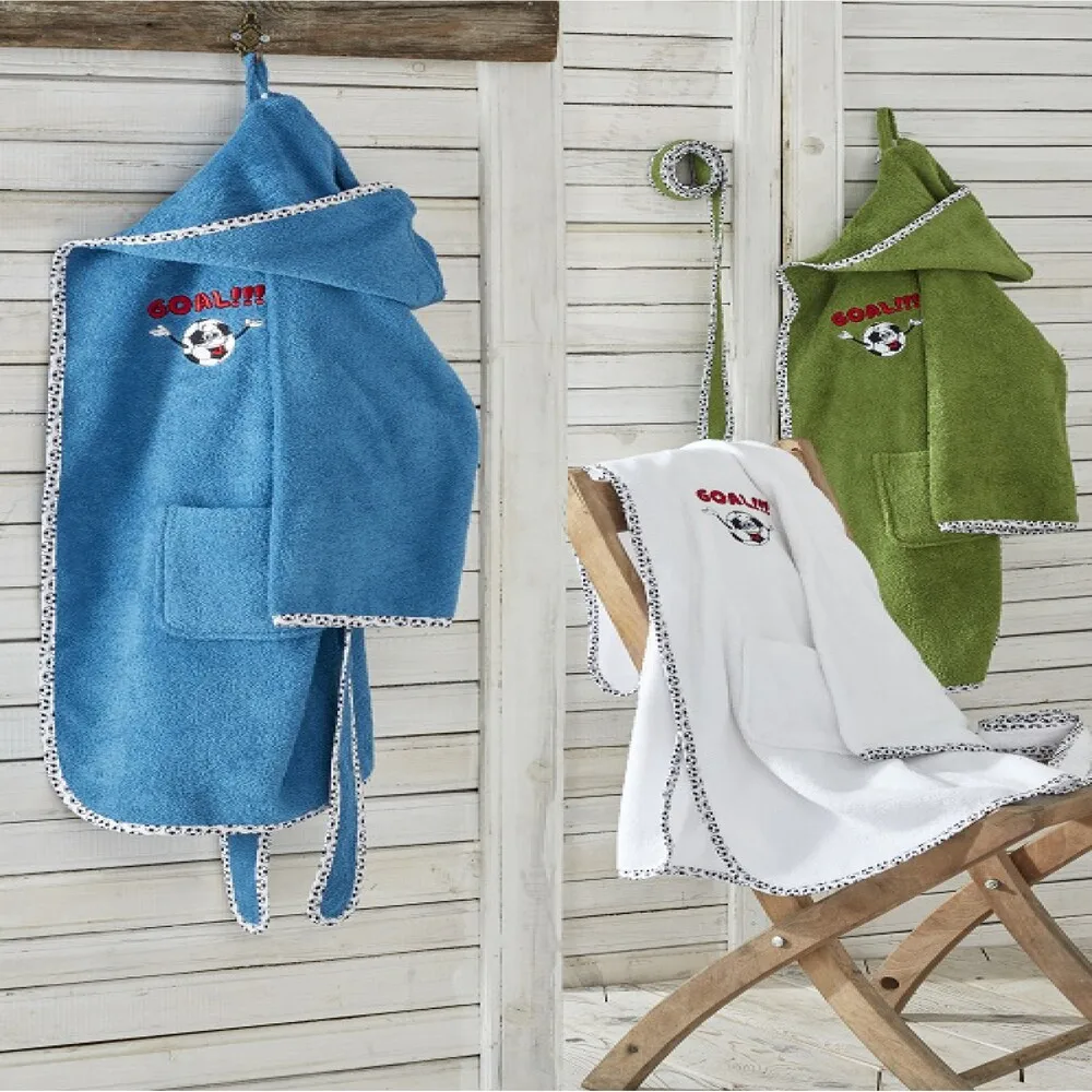 Ecocotton Funny Football Boy's Bathrobe Our product is made of 100% Organic Turkish Cotton yarn