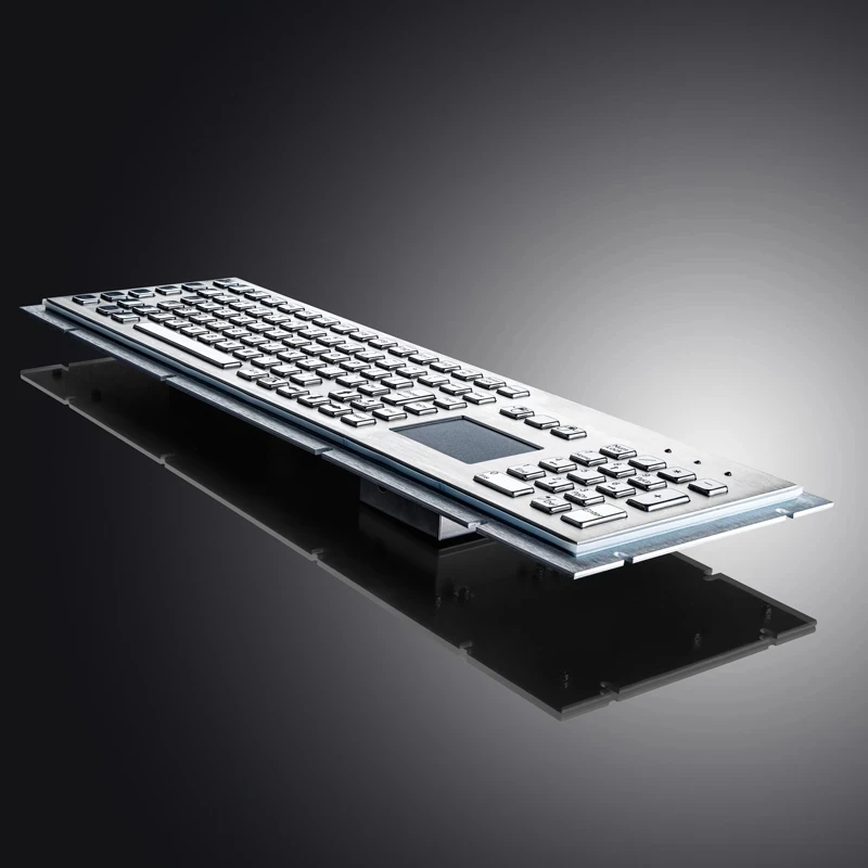 Quiosque de metal industrial tudo-em-um de 107 teclas teclado touchpad de aço inoxidável de tamanho completo com teclado numérico