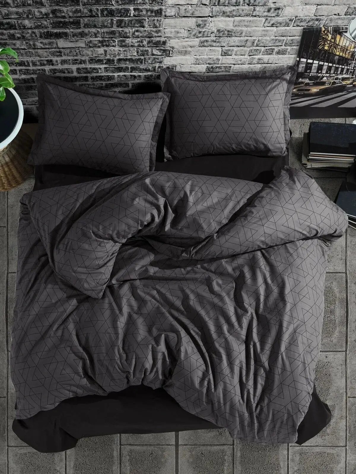 

Home Textile Gray Black Ranforce 100 Cotton Double Duvet cover set 200 X220 Cm And 2 Pcs Pillow Case