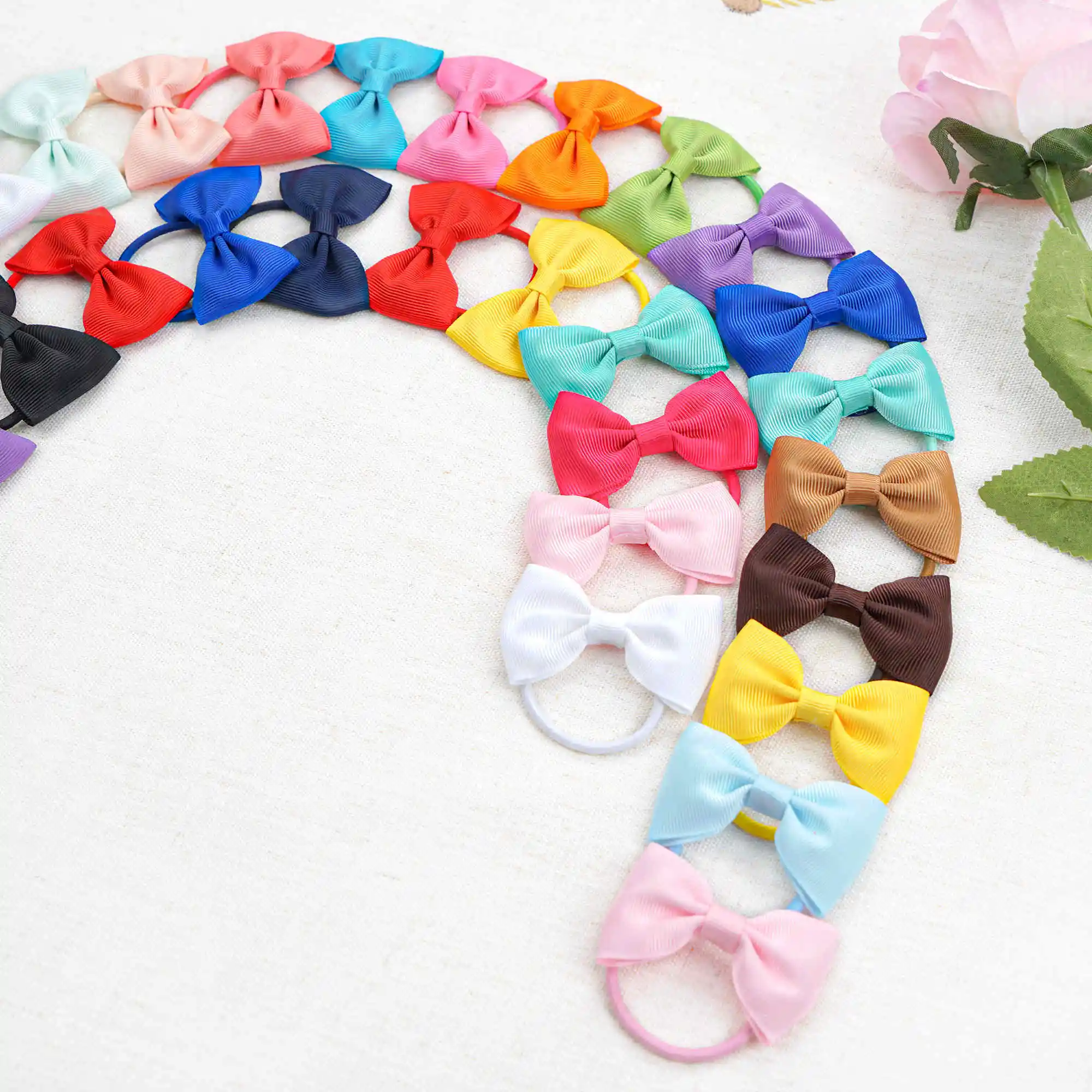 20 Chiếc Cho Bé Gái Tóc Nơ Thắt 2.75 "(7Cm) grosgrain Nơ Cung Tên Cao Su Nơ Dây Buộc Tóc Cho Bé Gái Thiếu Niên Kid Trẻ Sơ Sinh Cho Bé