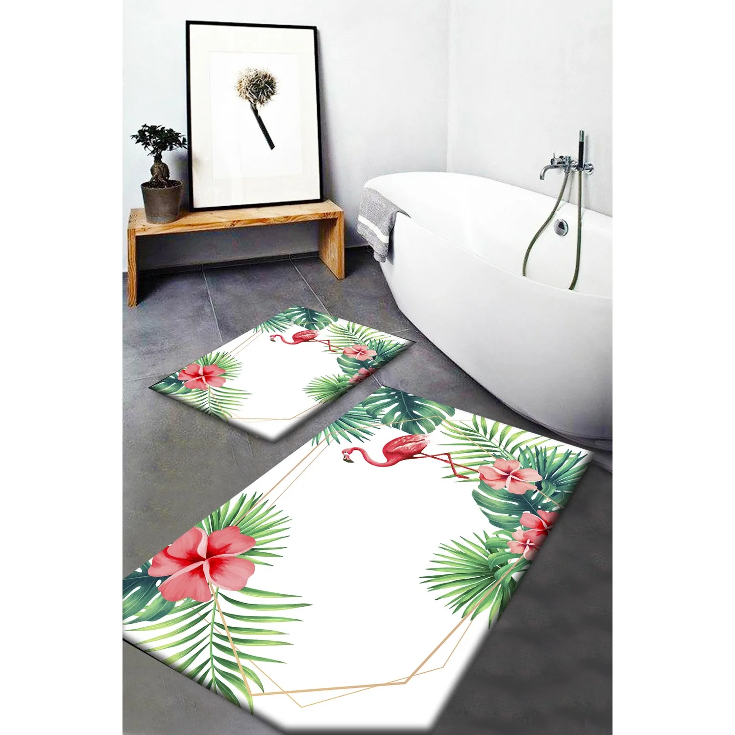 Rectangle pattern Mat 2 piece Set bath mat Pad kaydırmaz base feet Mat bathroom toilet Accessories Set 2 suits