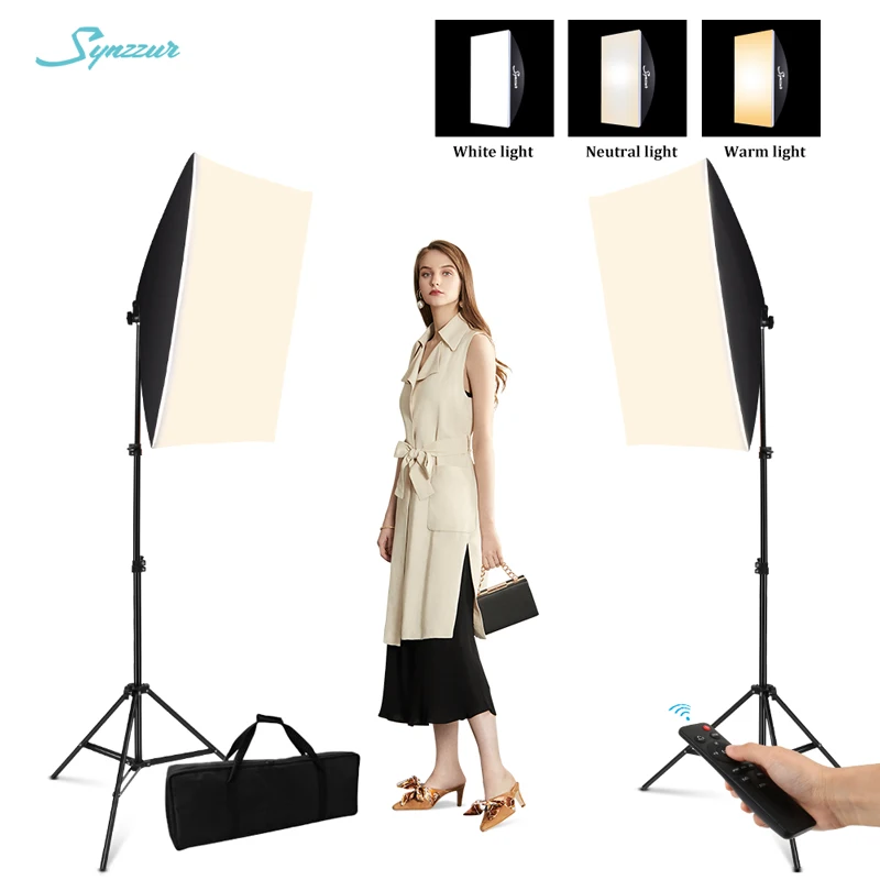 2pcs Softbox Light Kit Dimmable 3 Modes 85W LED Photography Lighting With Remote Control Soft Box Professional Photo Accessories