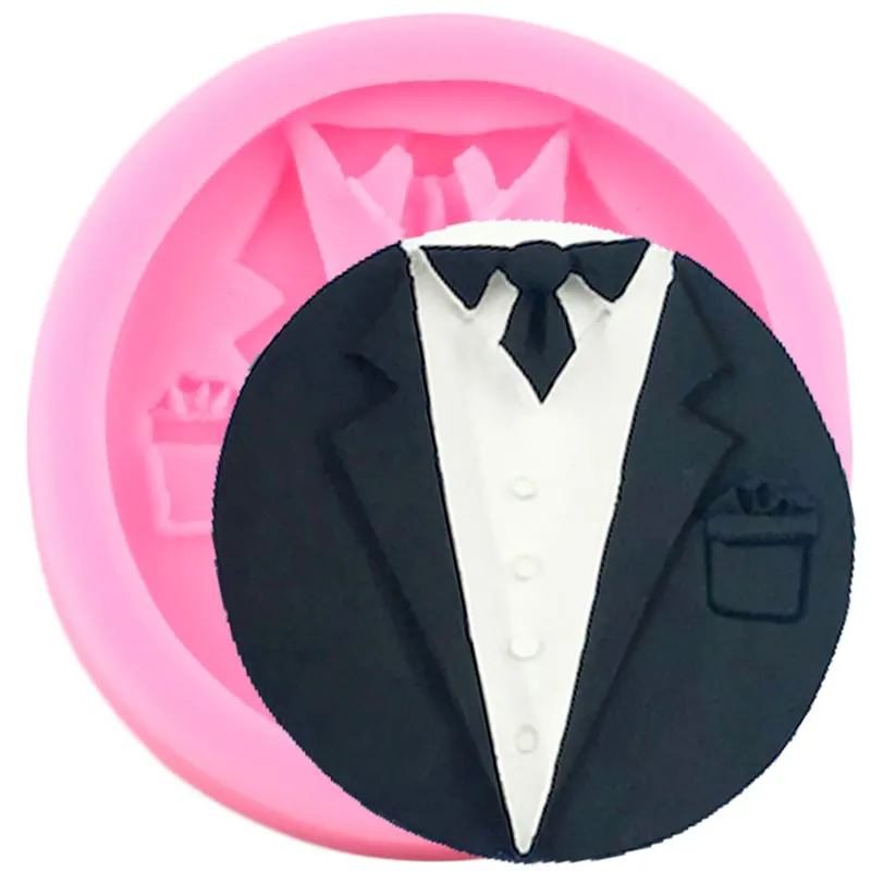 DIY Groom Dress Silicone Molds DIY Wedding Cupcake Topper Fondant Cake Decorating Tools Candy Clay Chocolate Gumpaste Moulds