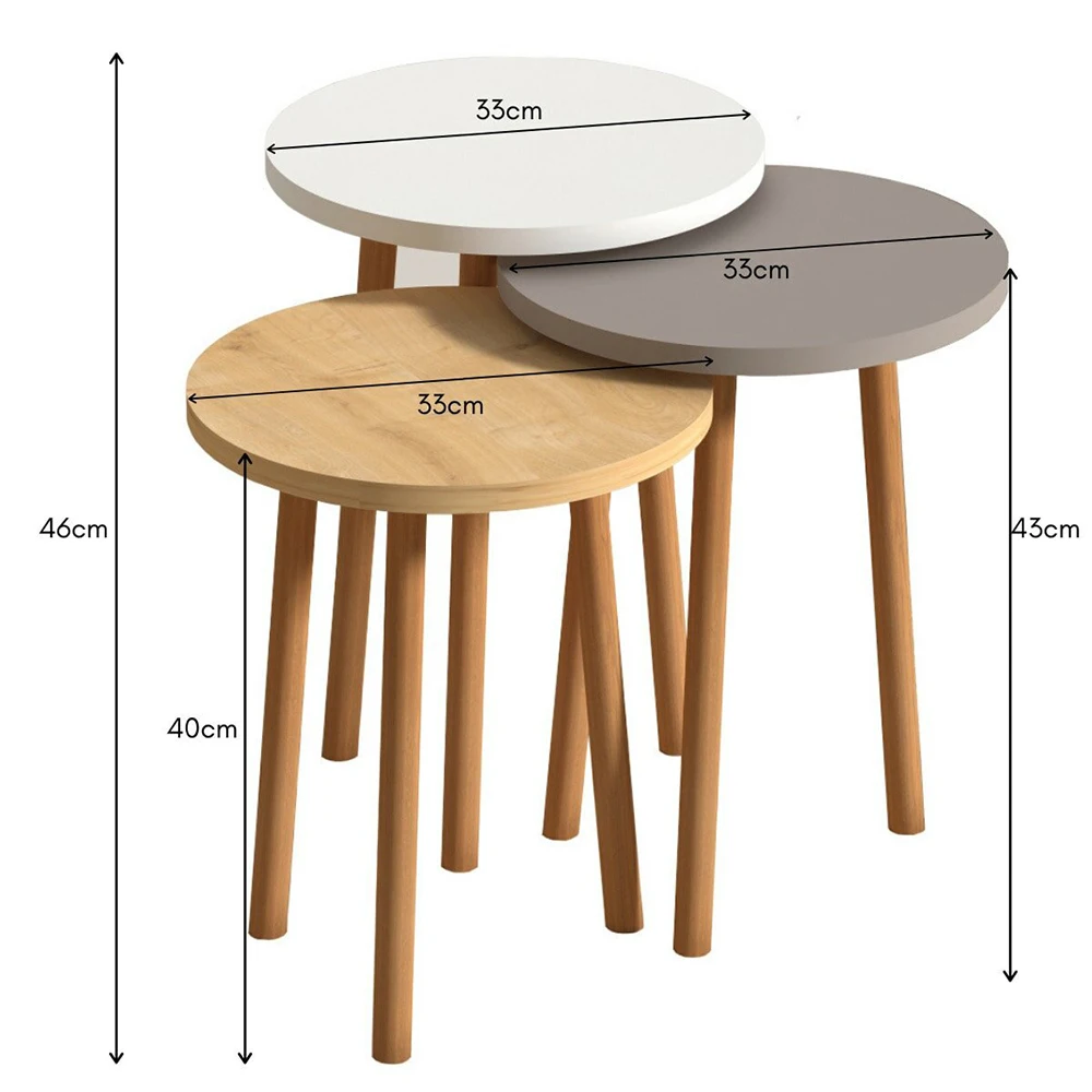 Coffee Table 3 Pieces Side Table Tea Coffee Service Table Round Living Room, Coffee Table with Quality and Useful Wood Legs