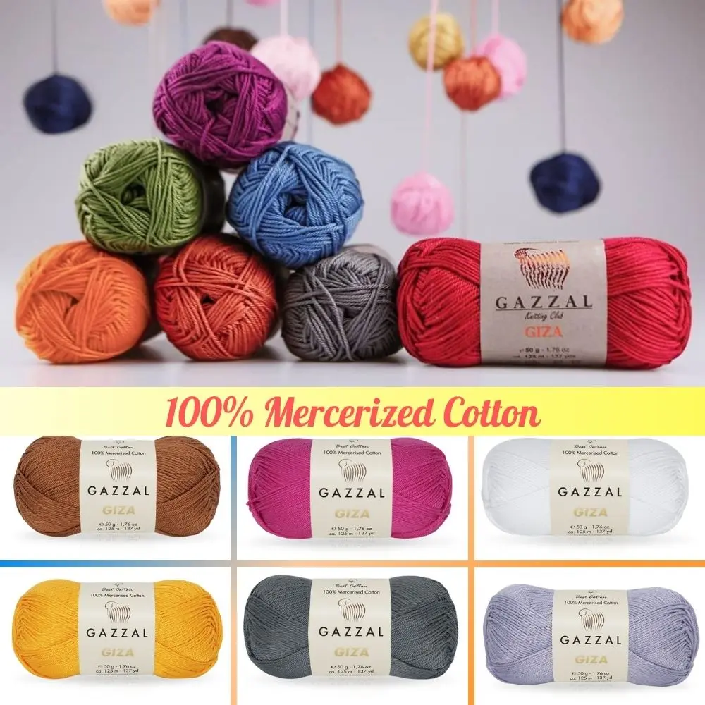 Gazzal Giza Ball Hand Knitting Yarn, 50 grams 125 meters, Thread  Mercerized Cotton, Autumn / Winter Season, Amigurumi, Crochet, Clothes, Cardigan,