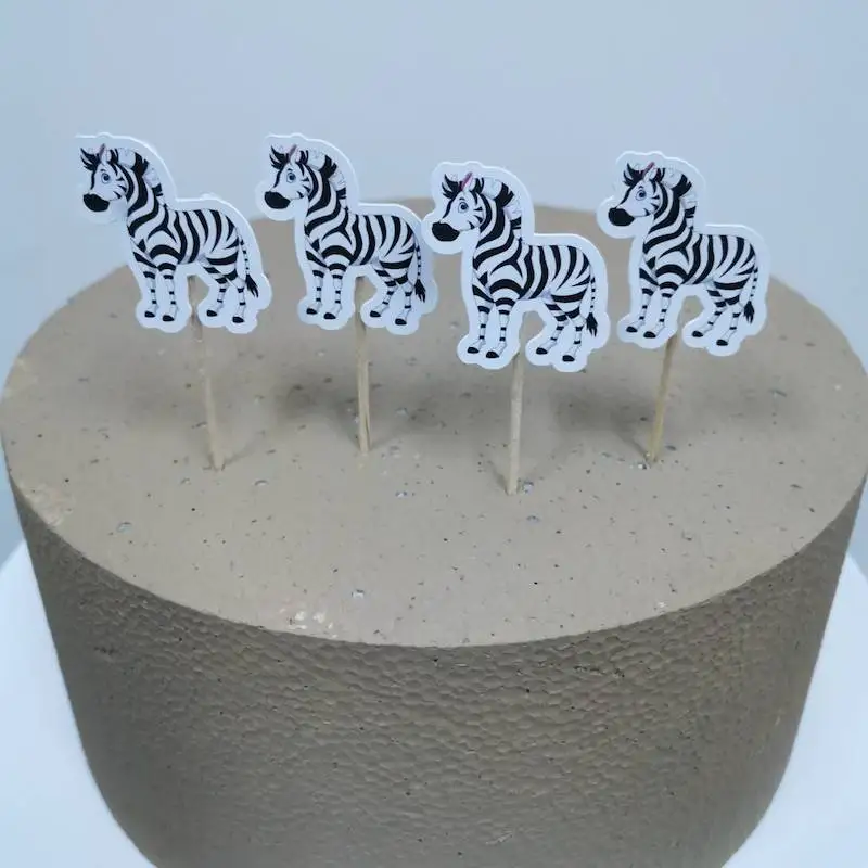 

Safari Concept Zebra Cupcake Topper Toothpick 20 Pieces Lot, Kids Birthday Decor, Animals Themed Party Table Supplies Ornament