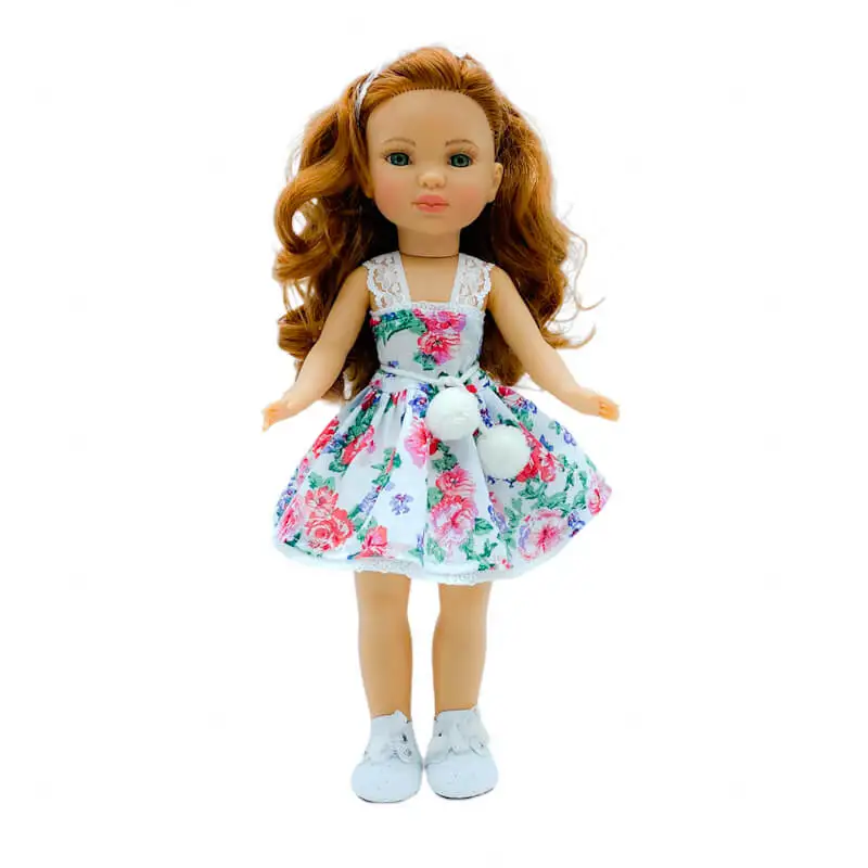 Original 40 cm Simona Doll Collection 2021 Model 100% Vinyl Printed Dress Leather Shoes Made in Spain by Folk Craft