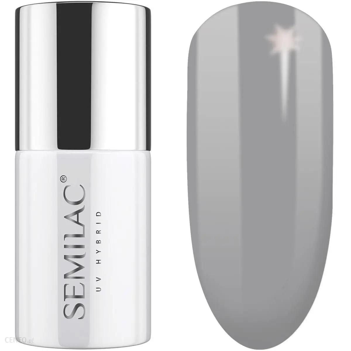 Semilac Formal gray 207 semi-permanent coverage, UV hybrid nail polish texture Gel