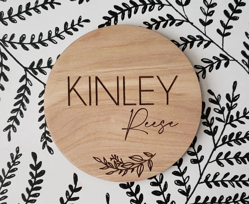 Personalized Newborn Birth Stats Announcement | Newborn Name Wood Sign | Round Name Sign | Wooden Circle Sign | Baby Photo Prop