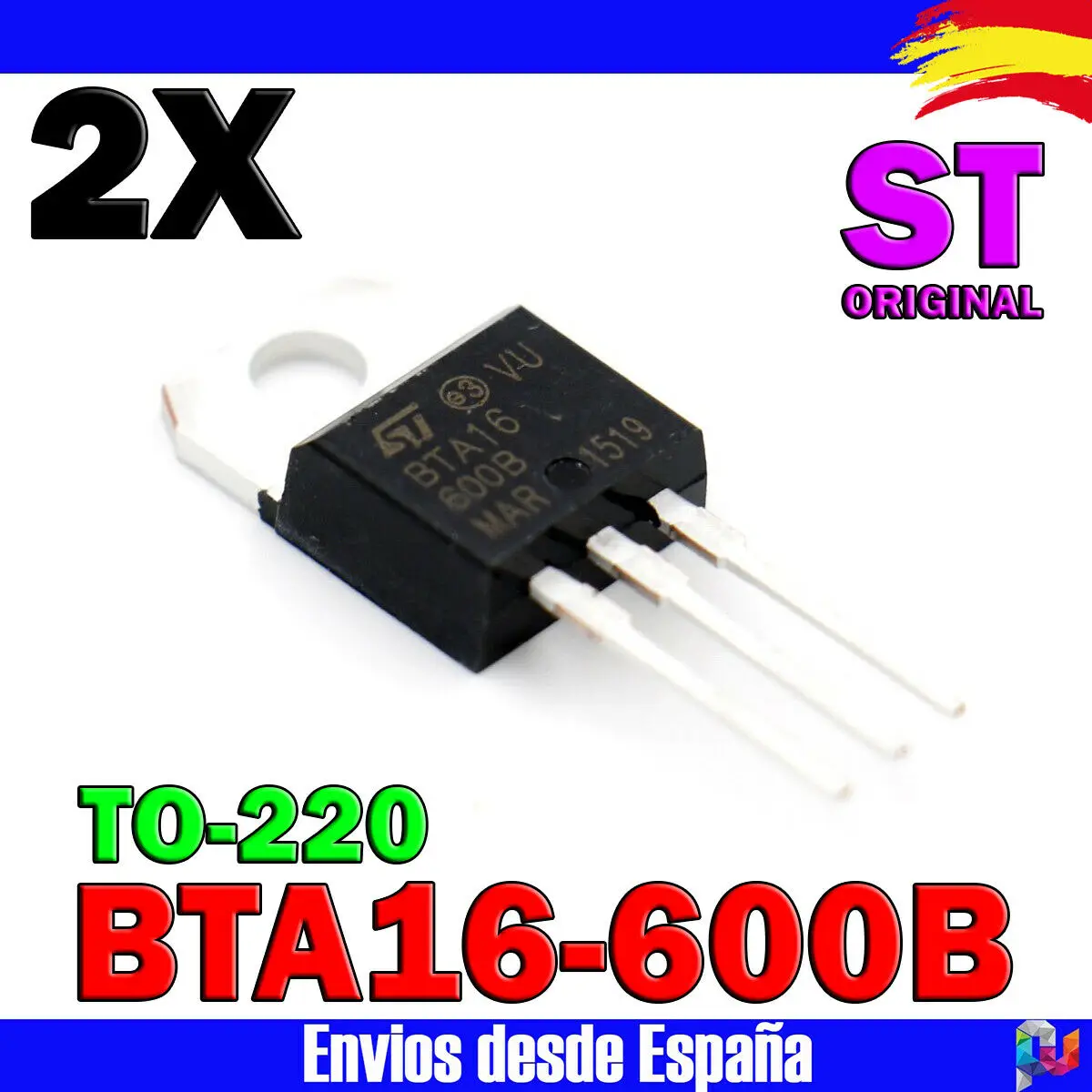 2X Bta16-600B To-220 Bta16-600 To220 Bta16 600V 16A Triac Original St